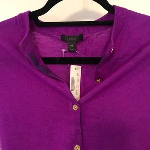 Purple J. Crew Everyday Cashmere Cardigan Sweater